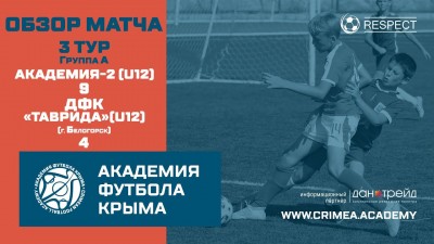 Обзор матча 3 тура группы "А" АФК U-12(2) – "Таврида" (г. Белогорск)